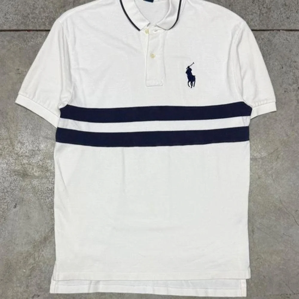 Polo Ralph Lauren Vintage 90s Big Pony Striped Polo Shirt Sz Medium